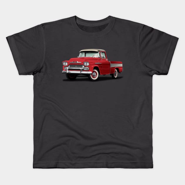 Cameo Red and Cream Pickup Truck Chevy Ford Kids T-Shirt by TheStuffInBetween